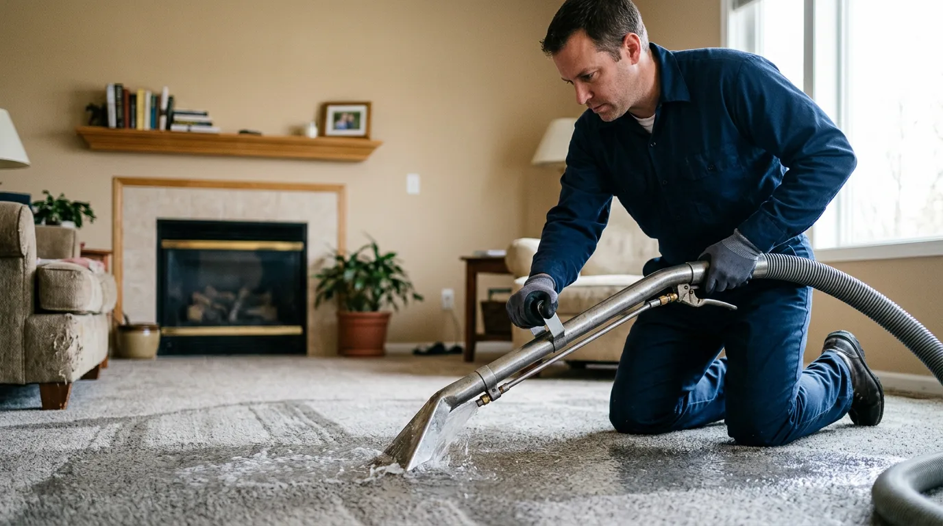 Water damage restoration technician working near Pecos, TX